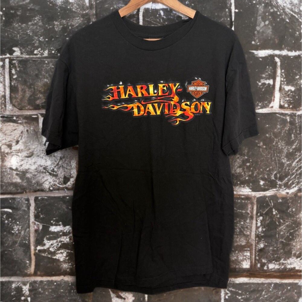 🖤Harley Davidson Orlando Florida T Shirt Black Flames 2014 Size Large